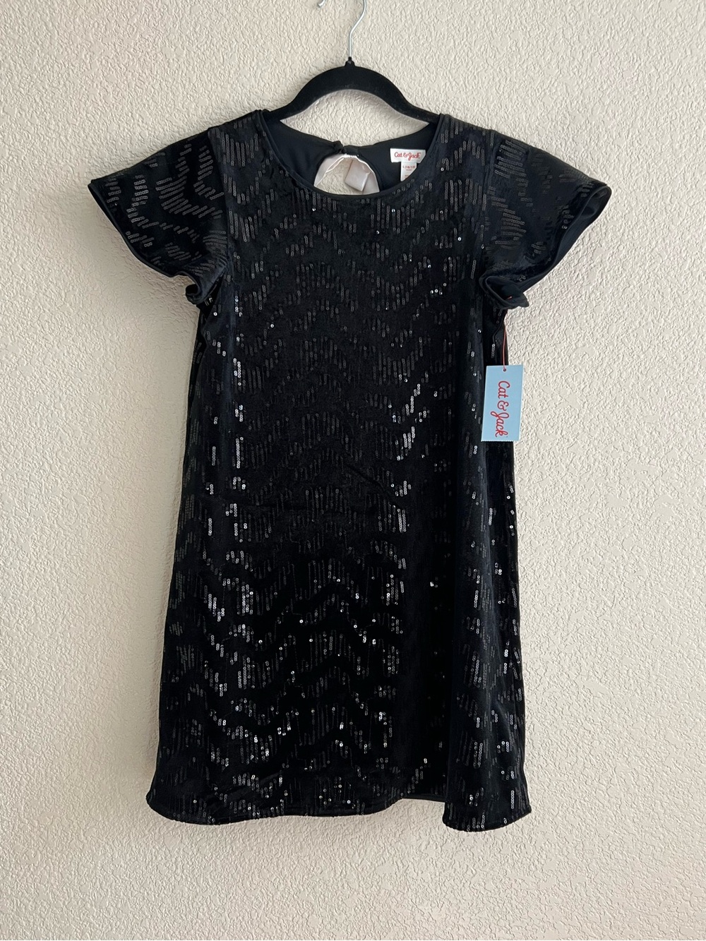 Cat & Jack Sequence Mini Dress Girls Size Large (10/12) Black Suede